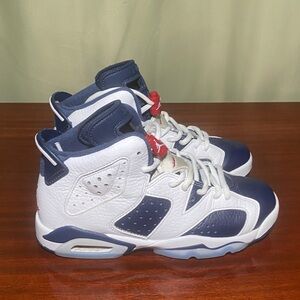 Nike Air Jordan 6 Retro  Olympic 2024 White Midnight Navy 384665-164 Size 3.5Y